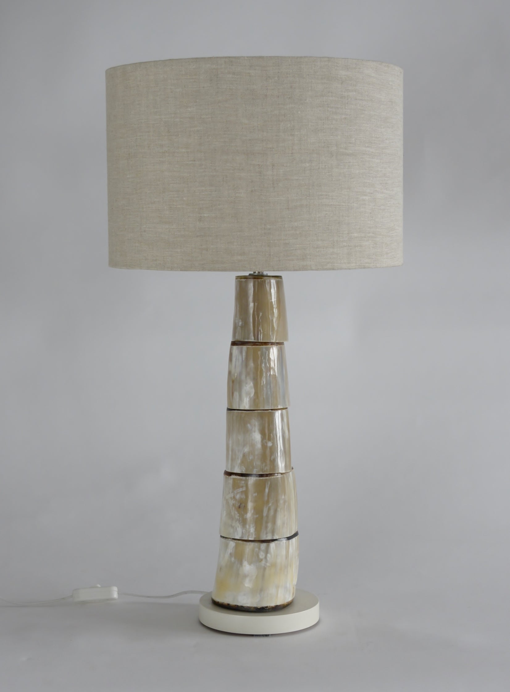Cow Horn Disc Lamp & two-tone Linen Shade