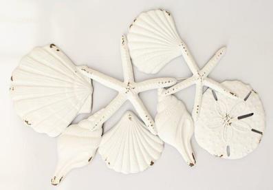 White Starfish & Pansy Shell Wall Hanging