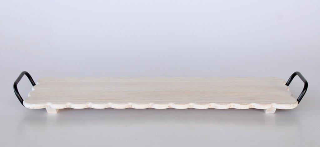 Long Wooden Tray with a Scallop Edge
