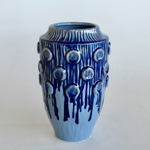 Large Periwinkle Blue Ceramic Dot Vase