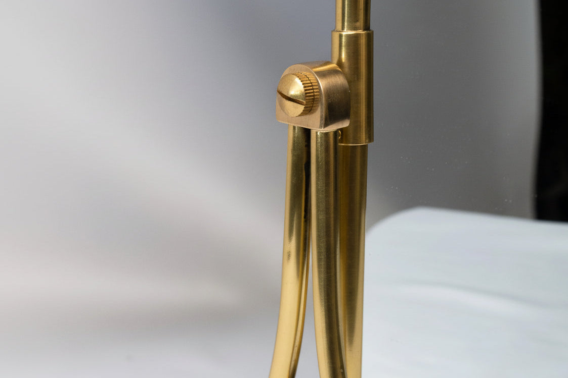 Gold-framed mirror with a blurred background