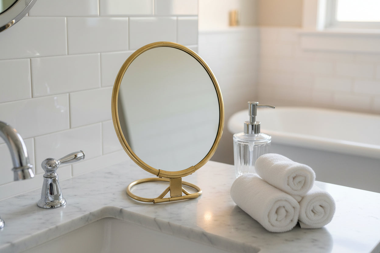 MIRROR VANITY ROUND M A/BRASS