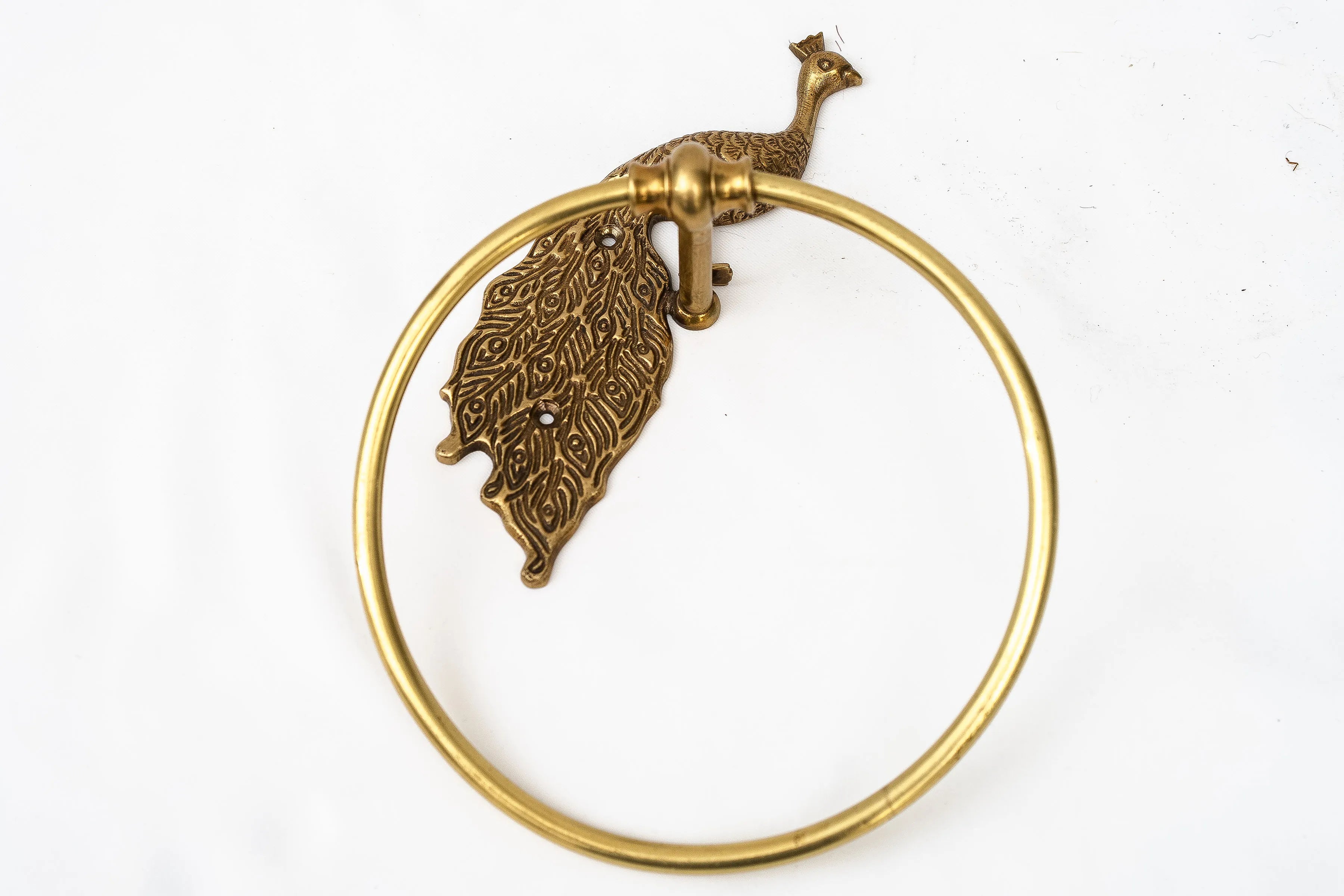 Towel Ring Peacock - Antique Brass