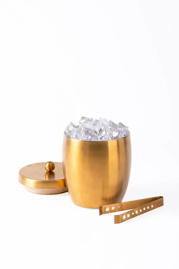 ICE BUCKET WITH TONGS SHANGHAI BRASS