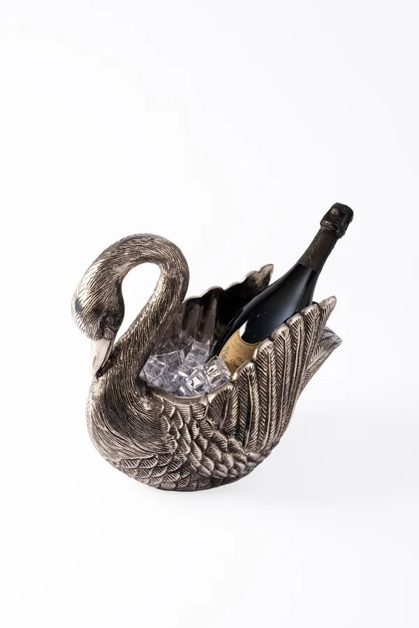 WINE COOLER SWAN LAKE ANTIQUE SILVER