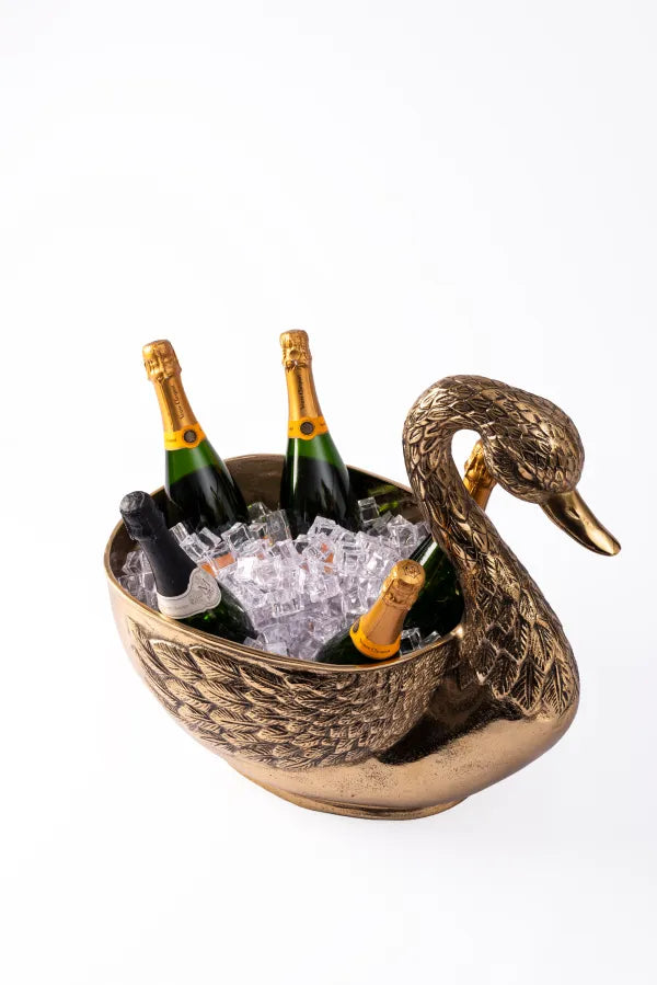 SWAN WINE CHILLER ANTIQUE BRASS