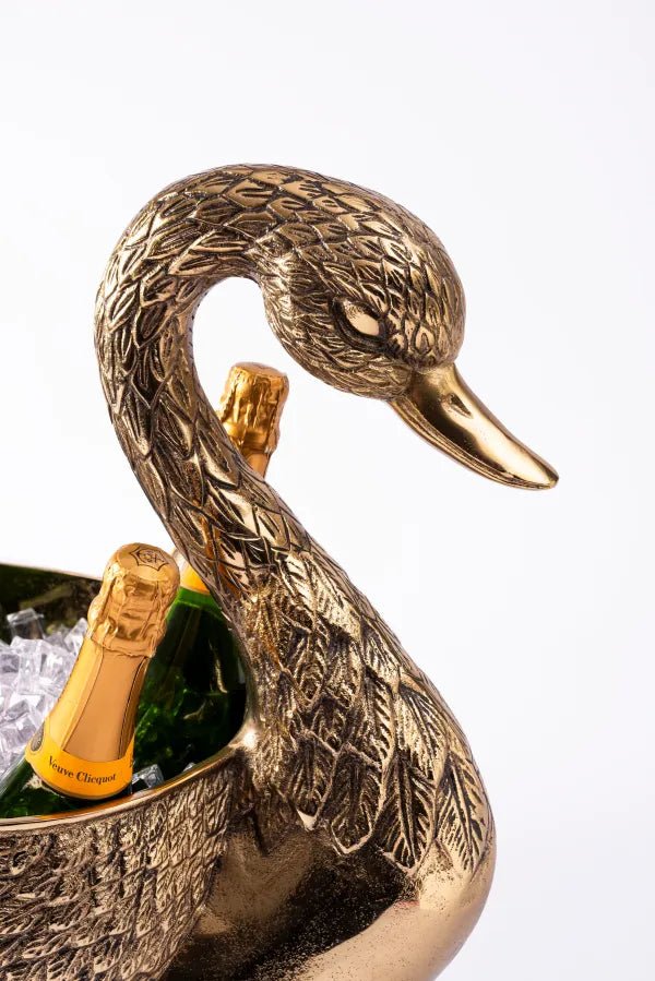 SWAN WINE CHILLER ANTIQUE BRASS