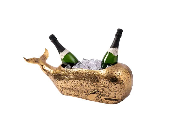 WINE COOLER BELUGA WHALE ANTIQUE BRASS