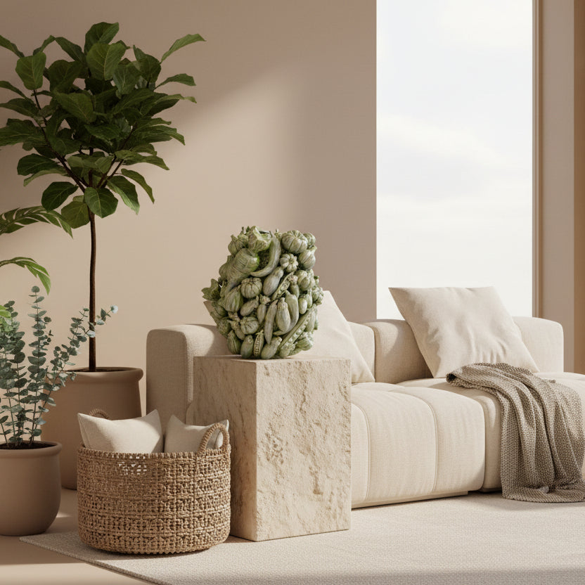 LARGE GREEN VEGETABLE CERAMIC VASE