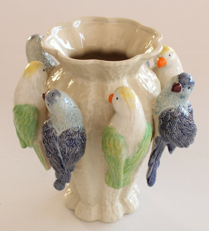 8 PARROTS CERAMIC VASE