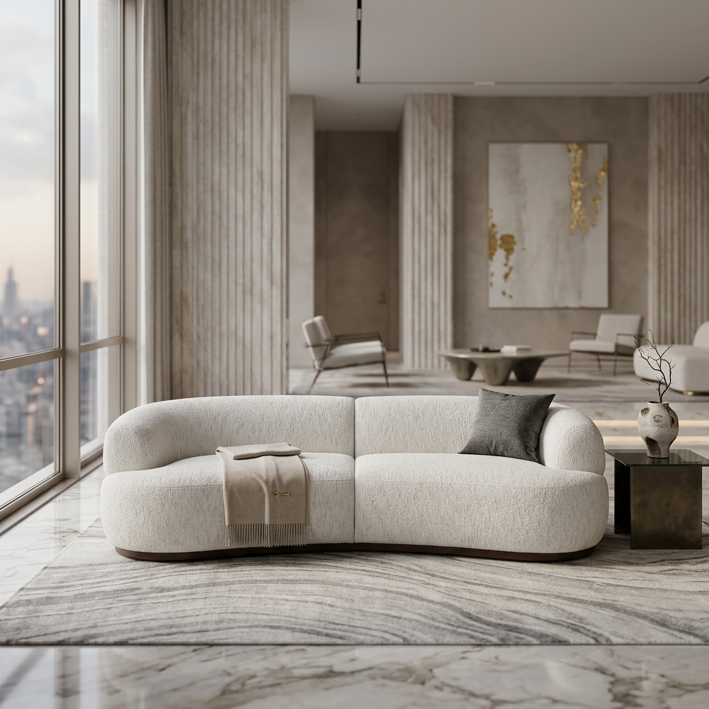 Solace Curved Conversational Sofa 3-Seater in Moonlight