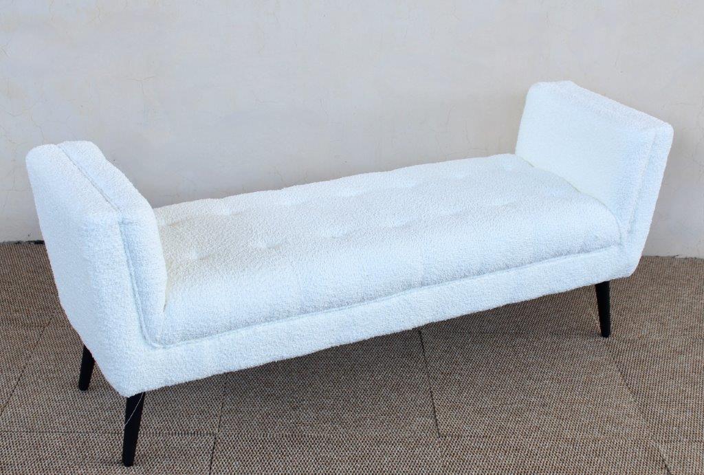 Light Cream Bench with Black Wooden Legs