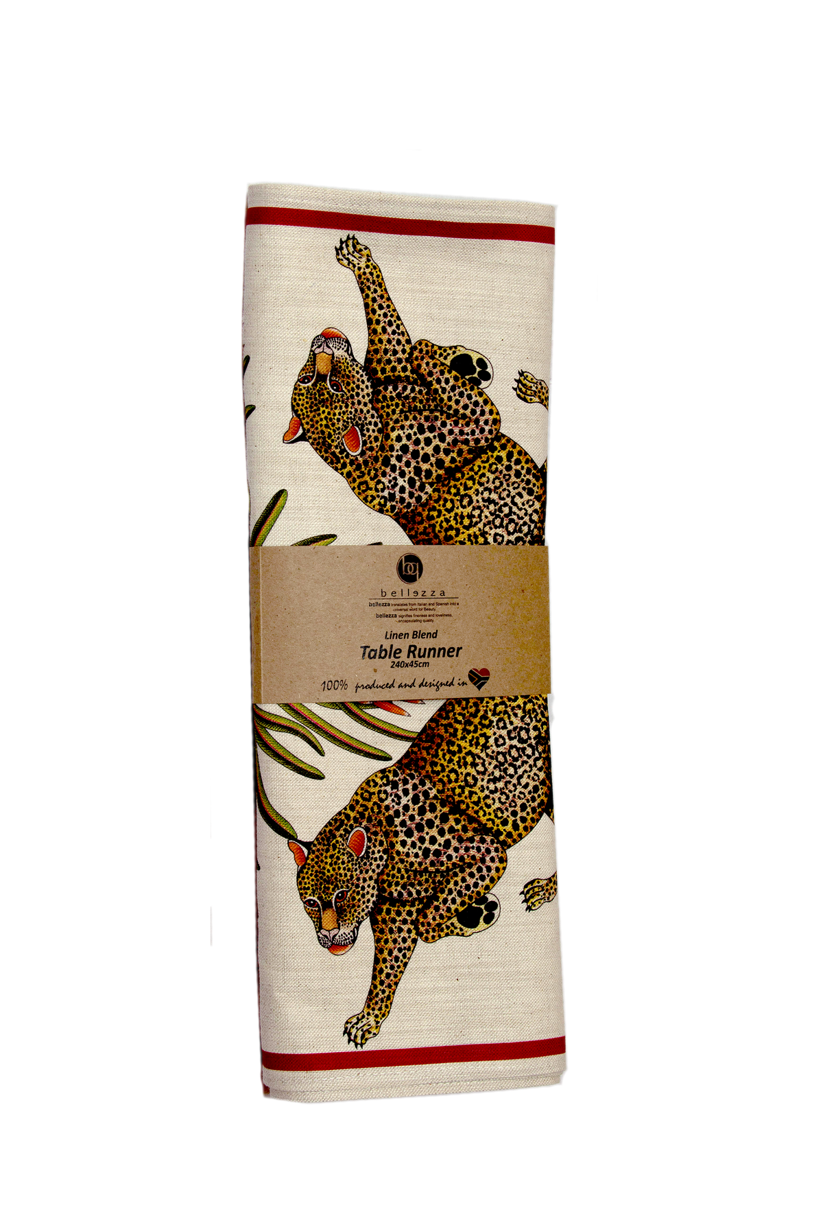 Table Runner Natural Linen (245x45cm) - Red
