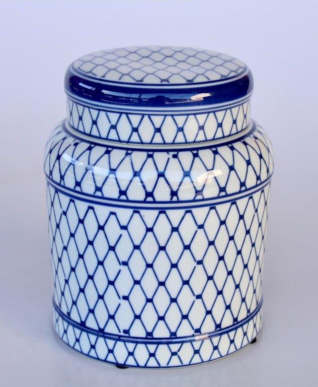 Medium Blue and White Ginger Jar