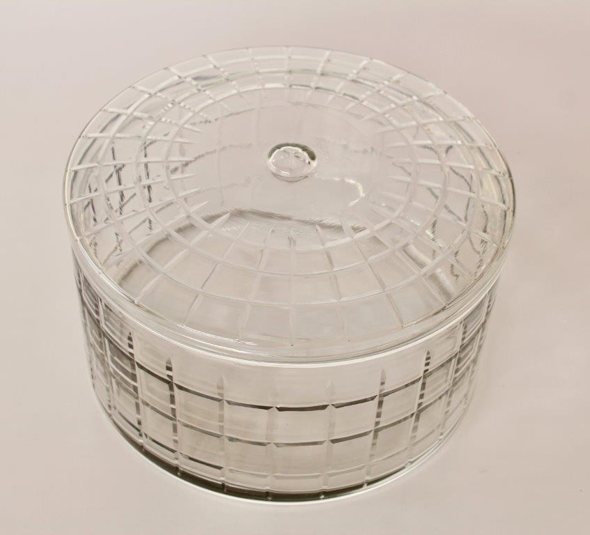 Large Round Glass Etched Candy Jar