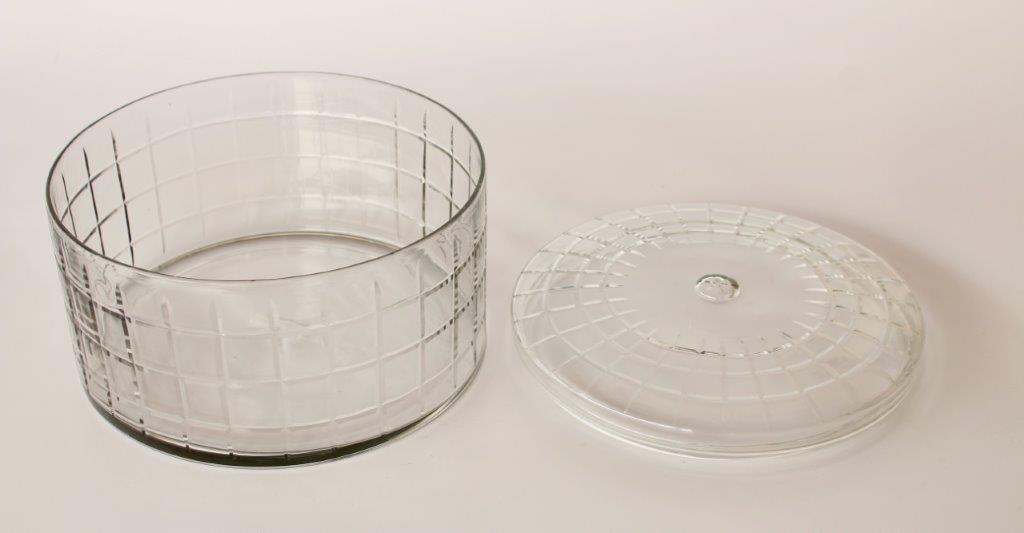 Large Round Glass Etched Candy Jar