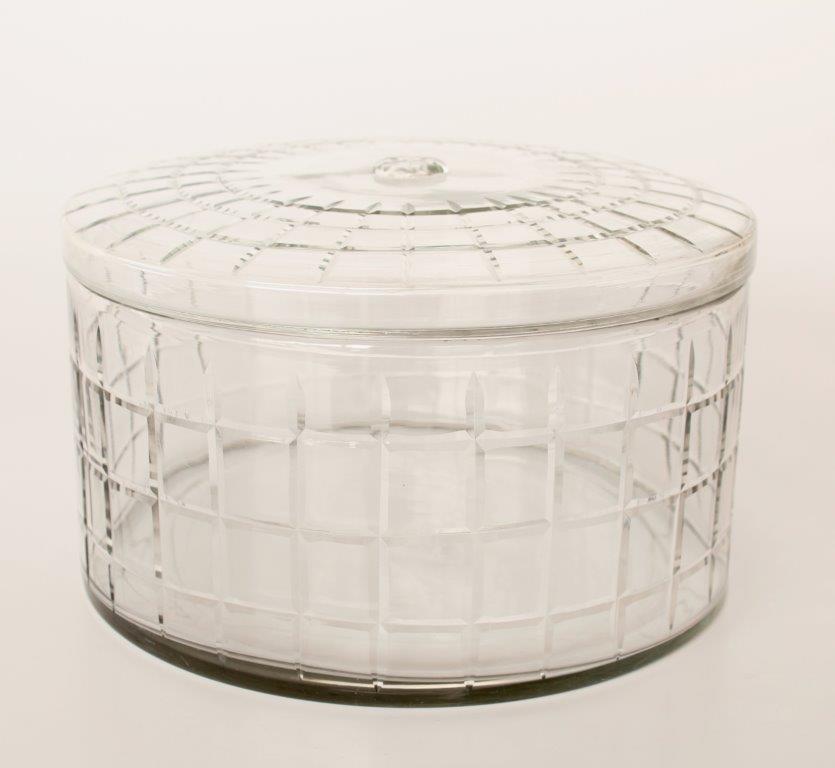 Large Round Glass Etched Candy Jar