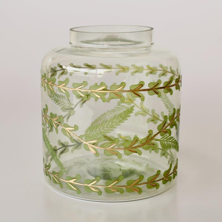 Green and Gold Etched Vase