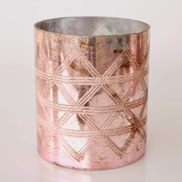 Large Pink Etched Glass Vase