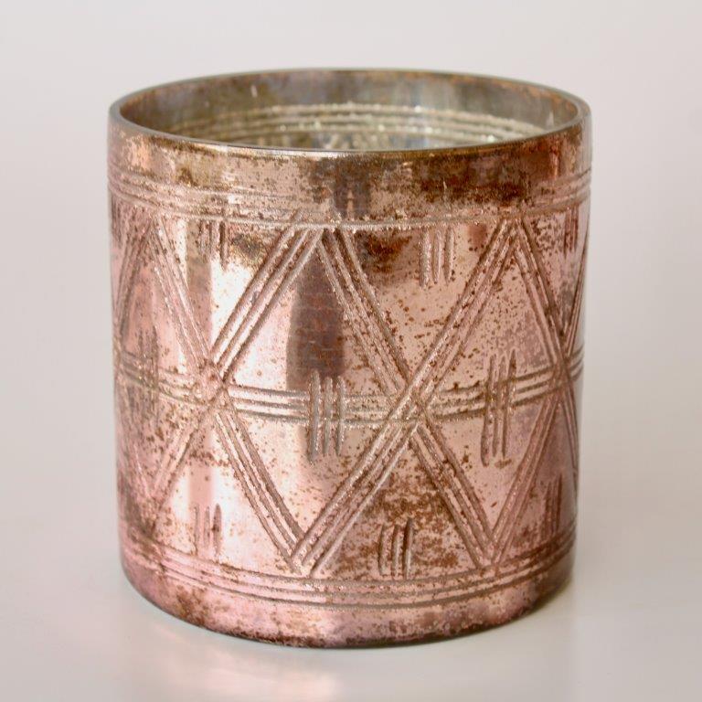 Medium Pink Etched Glass Vase