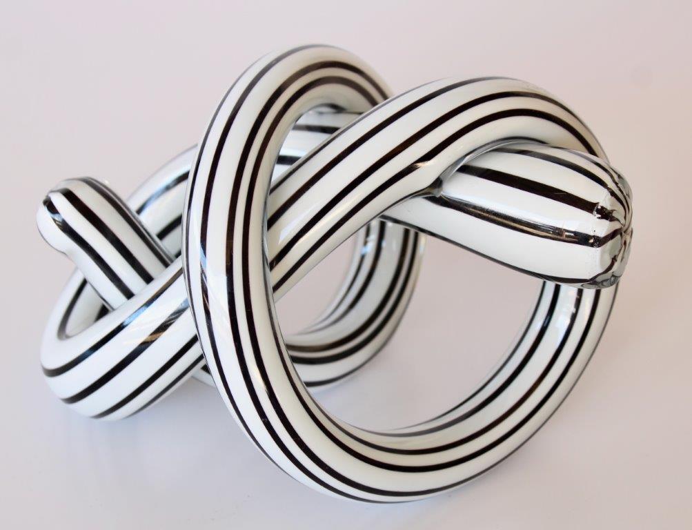 Extra Large Black & White Striped Glass Knot