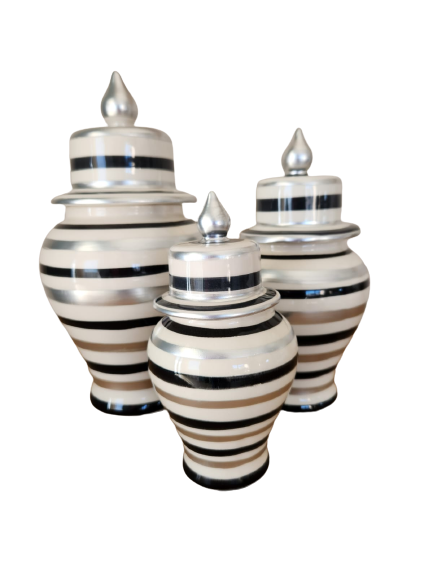White, Silver and Black Ginger Jars - NetDécor 