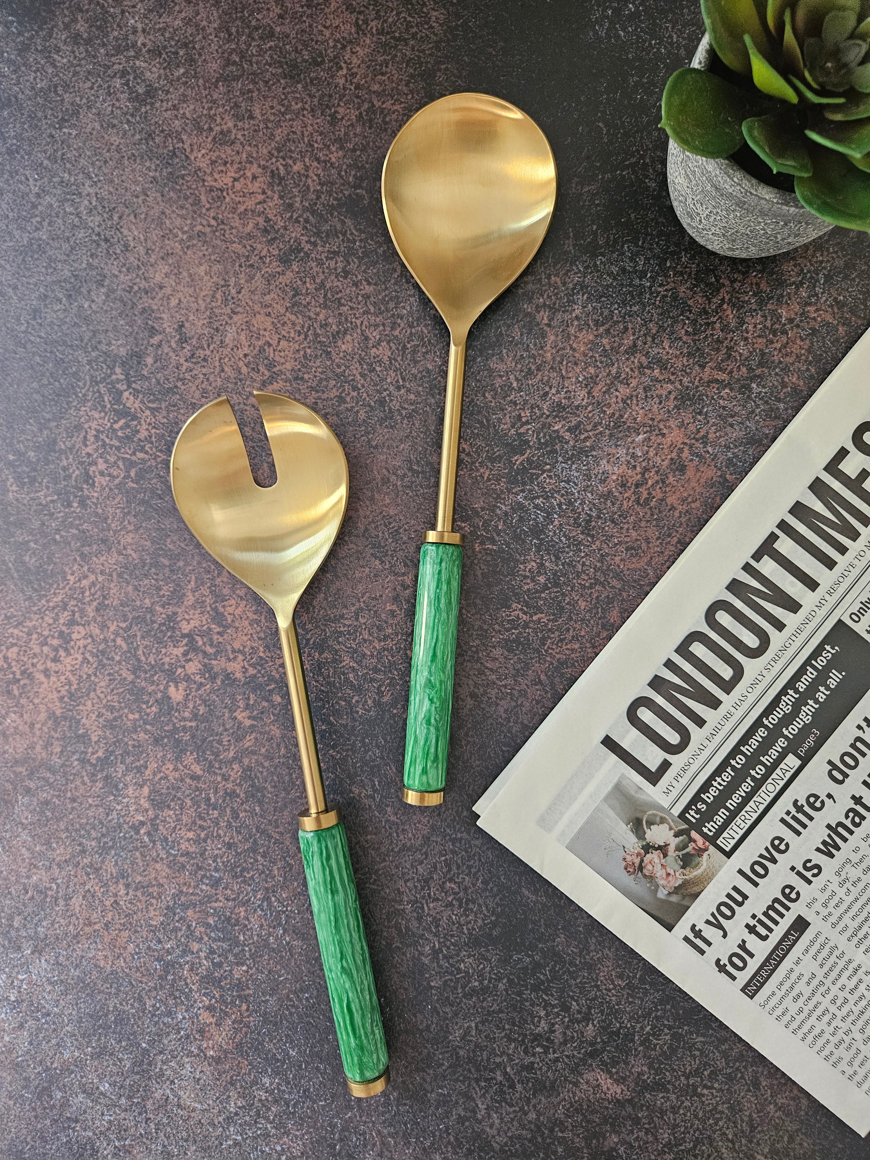 Gold & Green - Goa Salad Servers 2pc