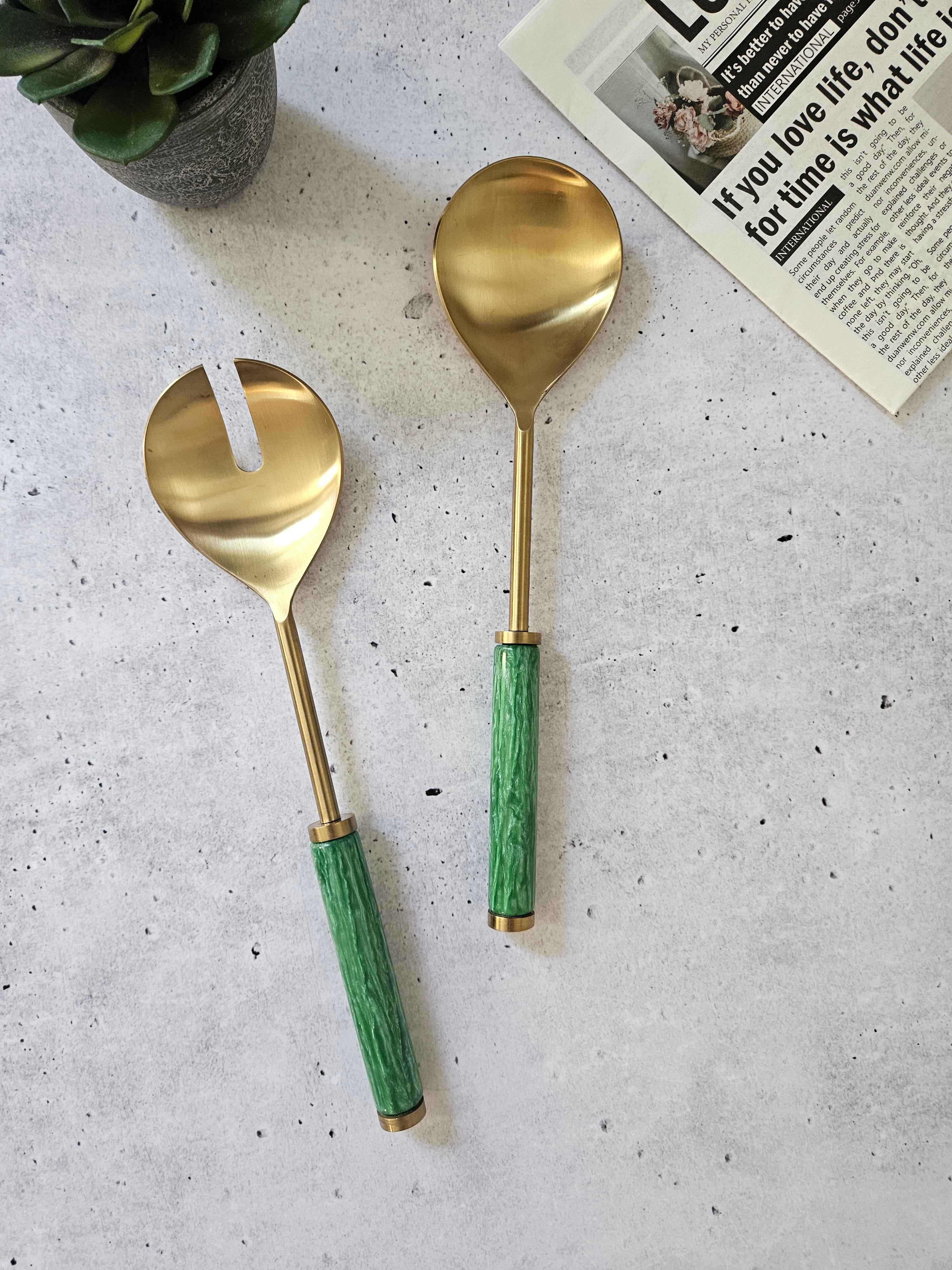 Gold & Green - Goa Salad Servers 2pc