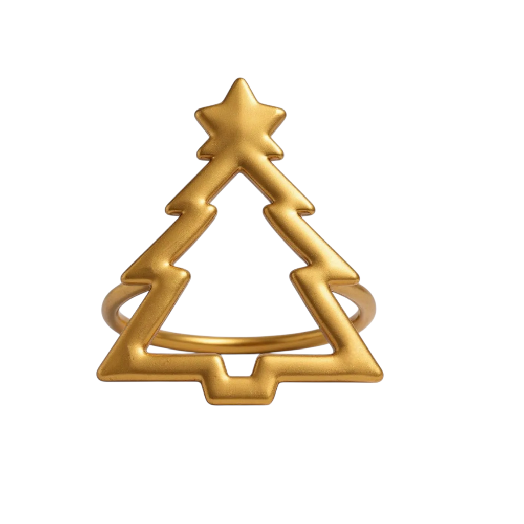 Napkin Rings 8pc Set - Christmas Tree Gold
