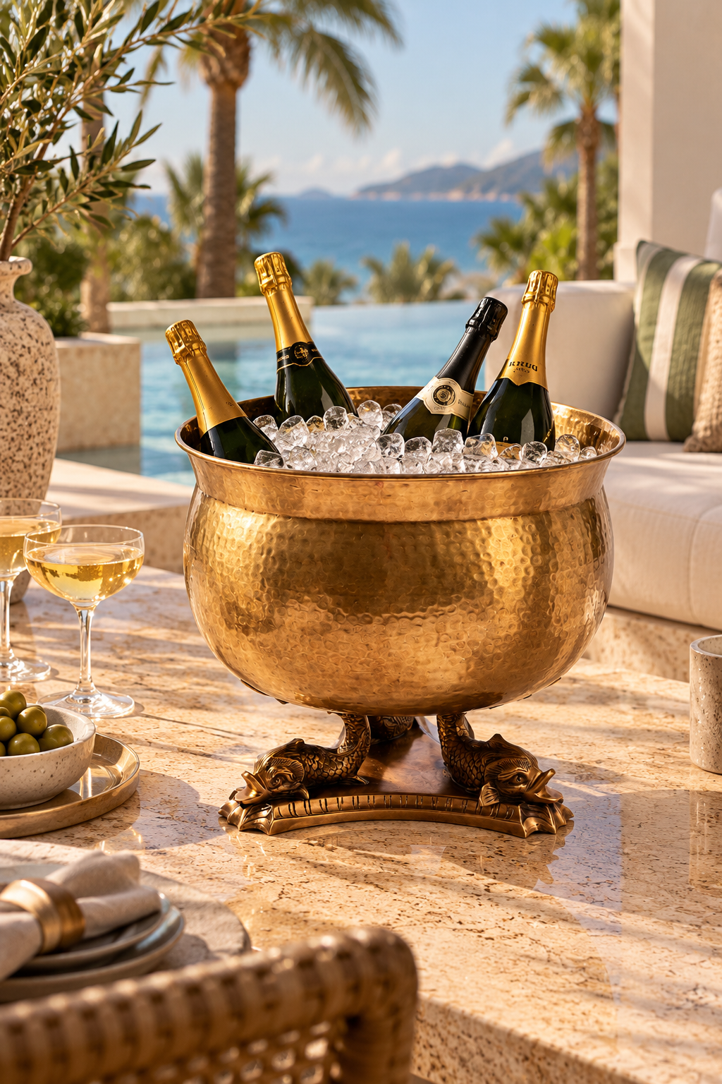 WINE COOLER SEXY MOROCCO ANTIQUE BRASS