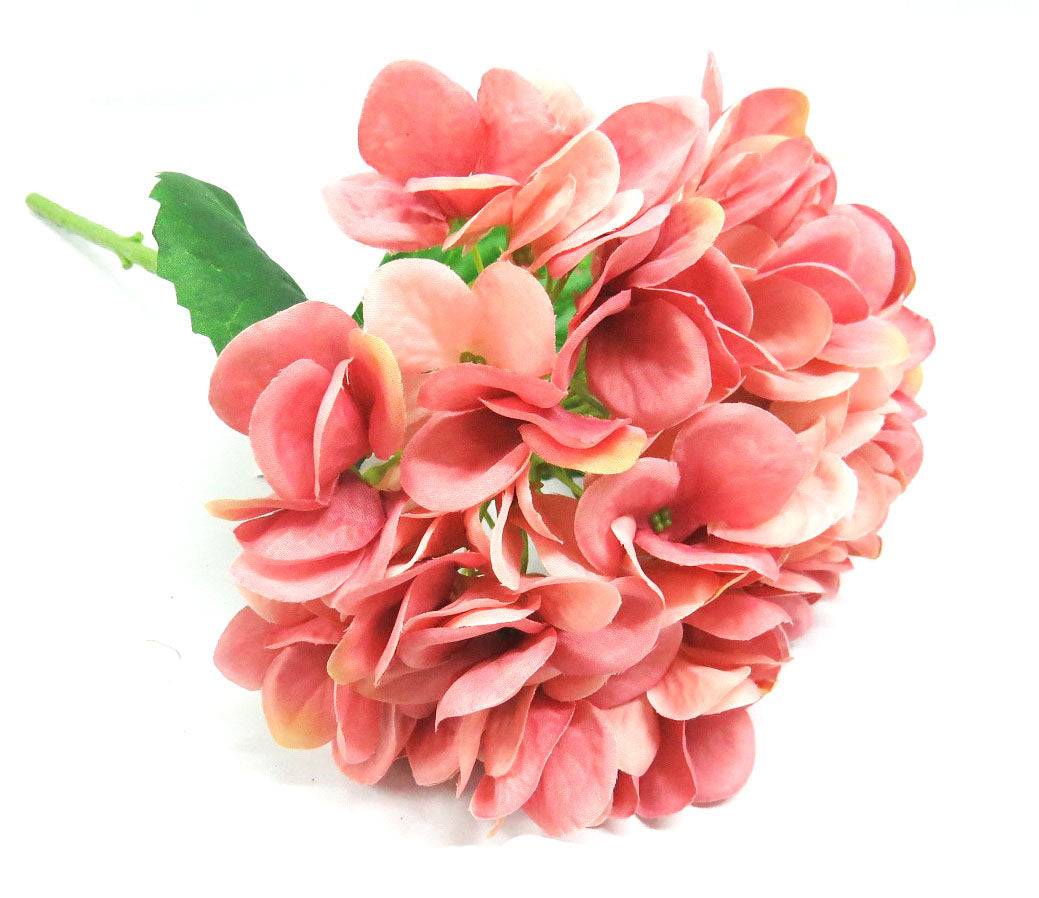 Set of 6 Salmon Pink Hydragea Sprays