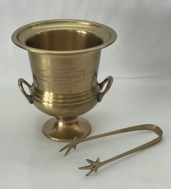 Brass Ice Bucket with Tongs
