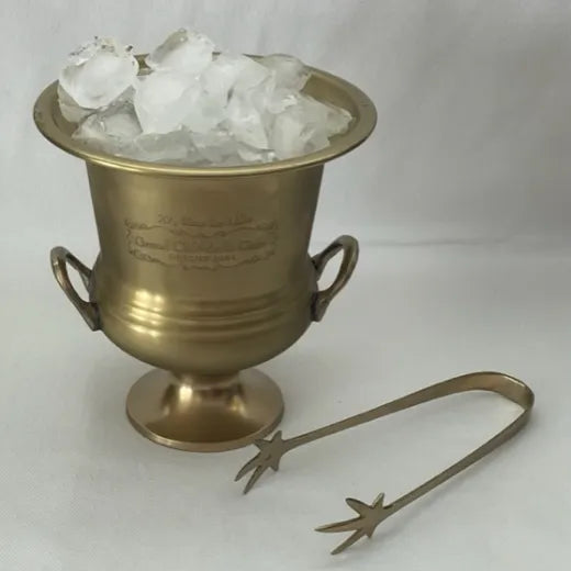 Brass Ice Bucket with Tongs