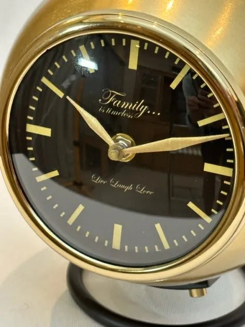 Classic Antique Brass & Matte Black Table Clock XL - NetDécor 