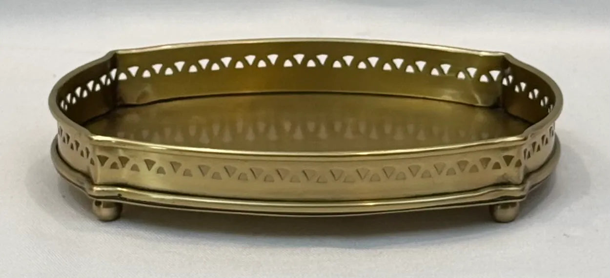 Tray Bathroom Oval Antique Brass