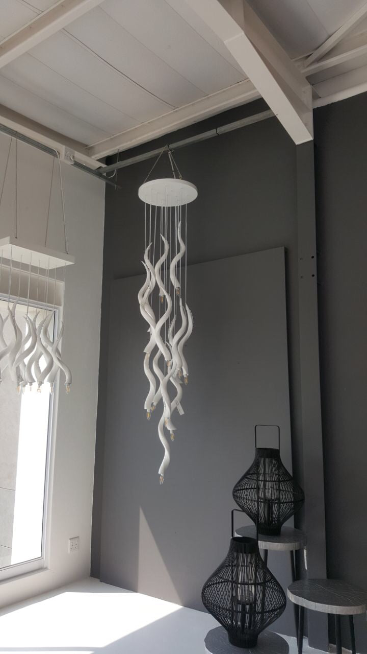 14 KUDU HORN ROUND CASCADE CHANDELIER