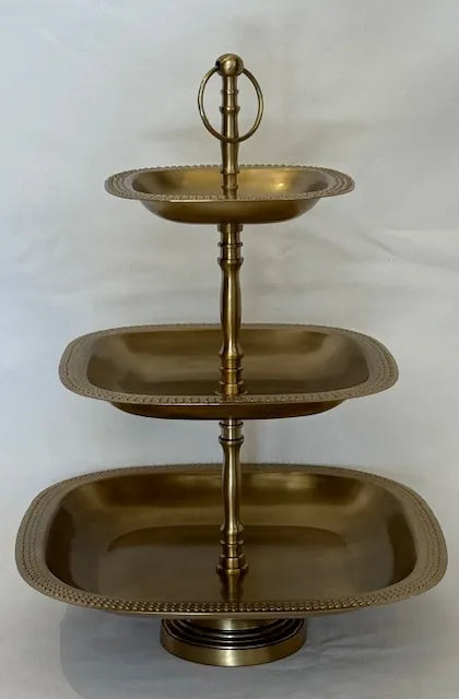 Antique Brass 3 Tier Patisserie Royal Serving Stand