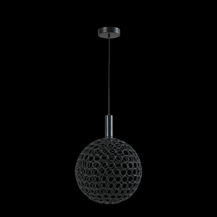 LED Large Round Metal Ring Pendant - Black