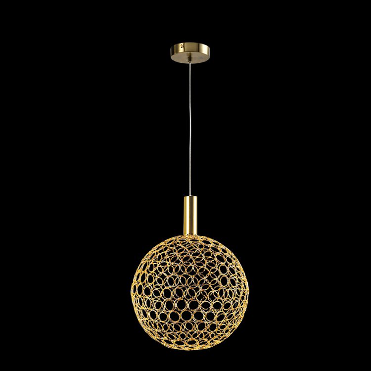 LED Large Round Metal Ring Pendant - Gold