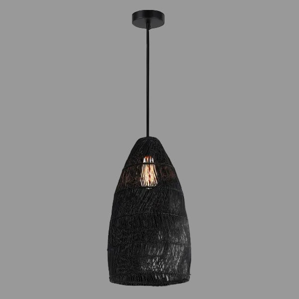 230v 40W E27 Rattan Pendant - Black