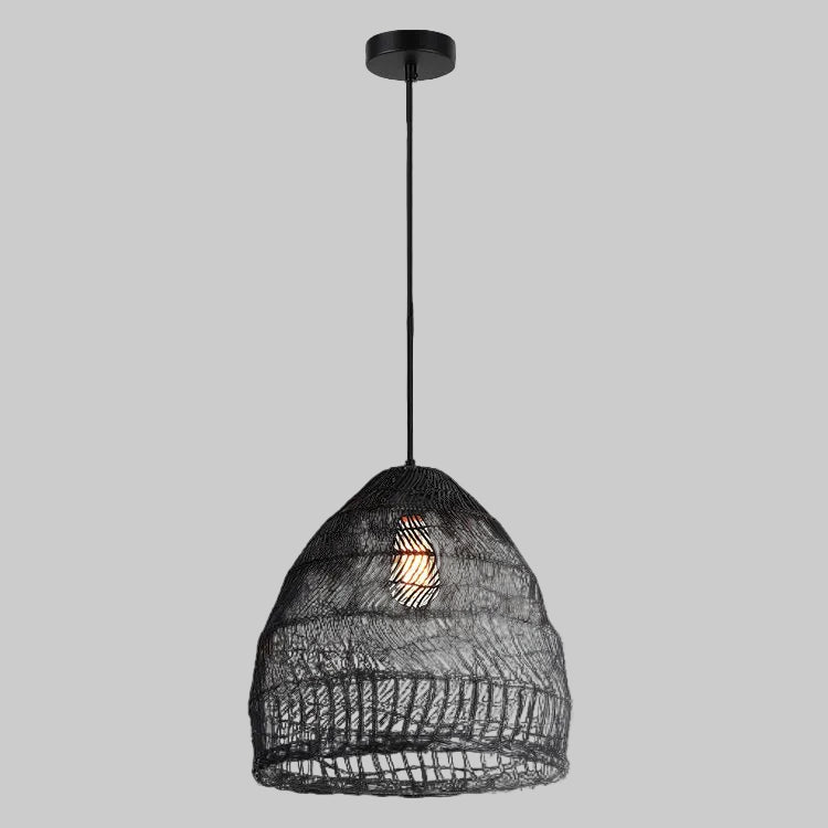 230v 40W E27 Rattan Pendant - Black