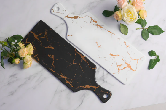 Kintsukuroi Long Pizza Plate White or Black