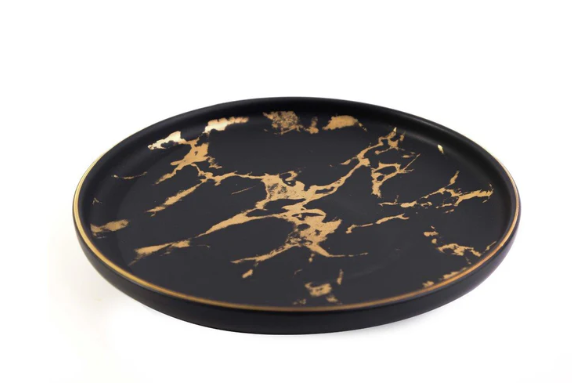 Kintsukuroi Dinner Plates 4pc Set in Black or White