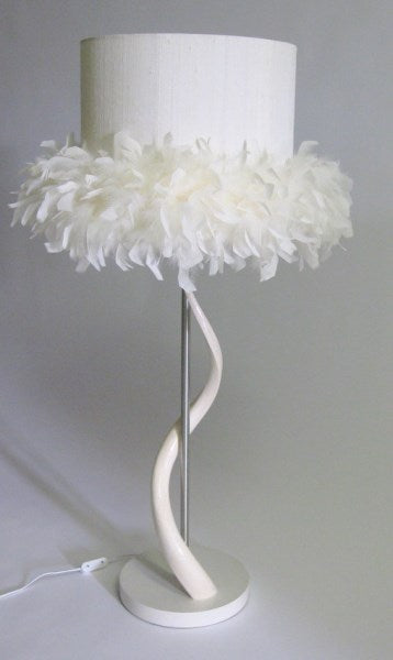 Silk Drum with Boa LAMP SHADE AND KUDU INNER HORN - NetDécor 