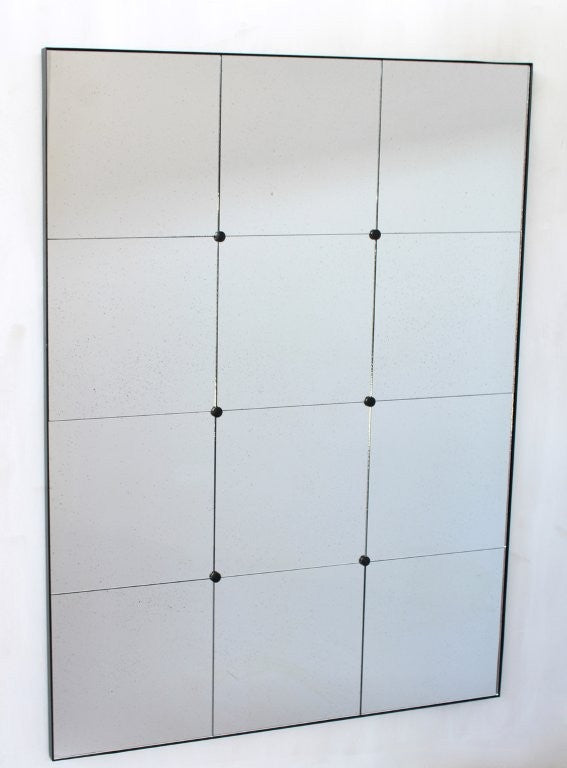 Large Rectangular 12 Pane Vintage Mirror