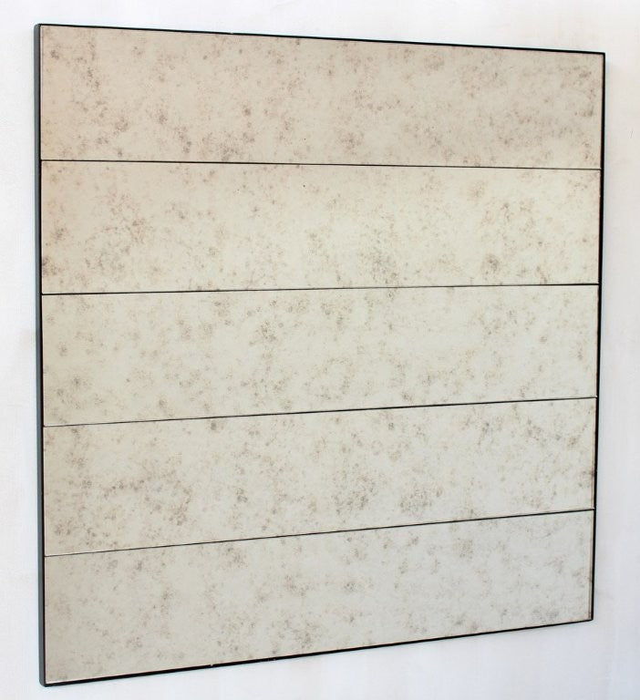 Large Square Vintage Mirror Black Metal Frame