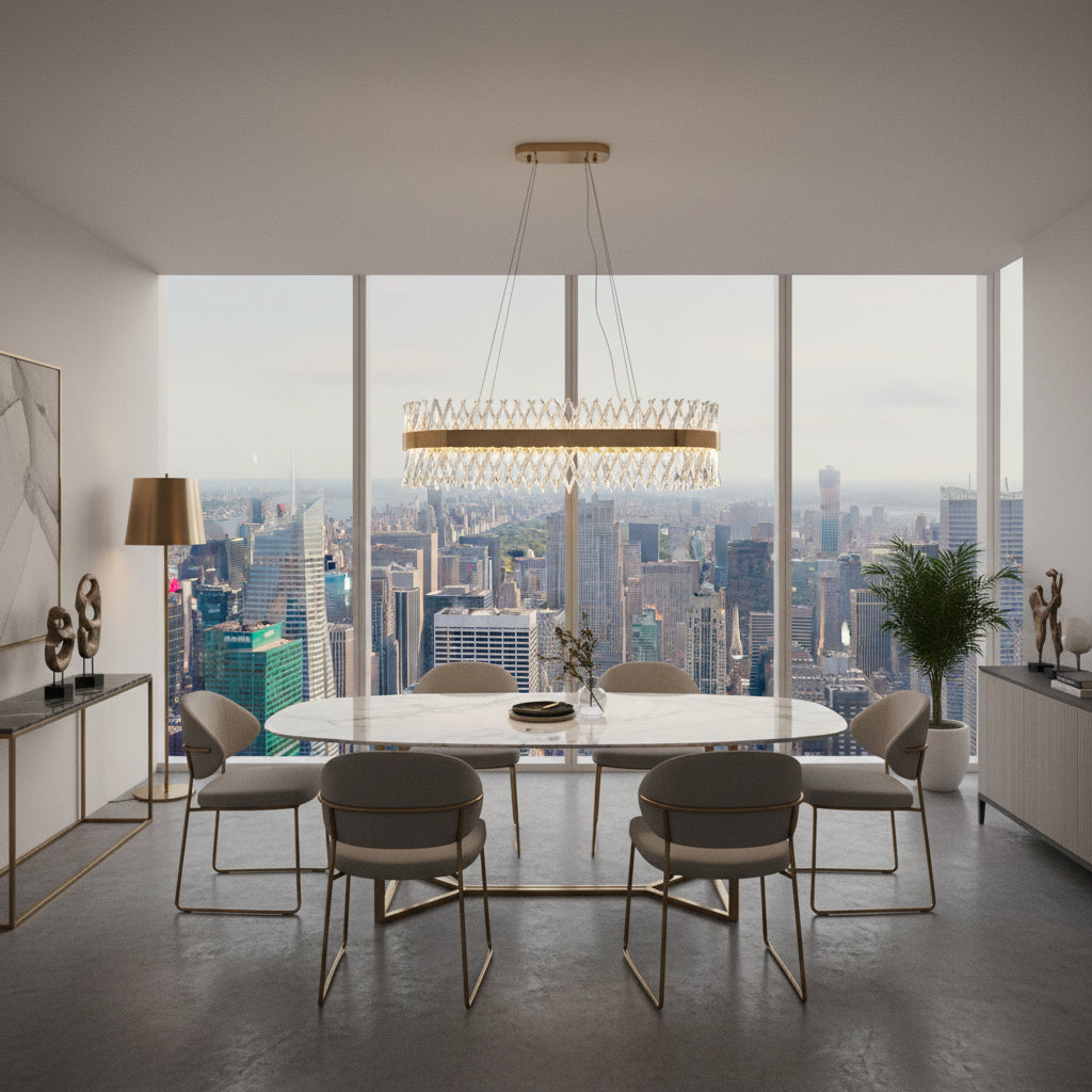 Chandelier with crystal design on a black background