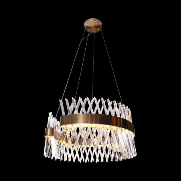LED Round Golden Oblique Crystal Chandelier