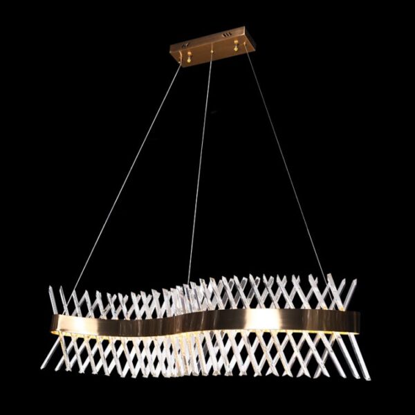 LED Wave Golden Oblique Crystal Chandelier