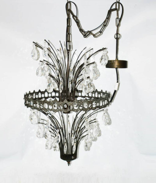 SILVER AND GLASS CHANDELIER - NetDécor 